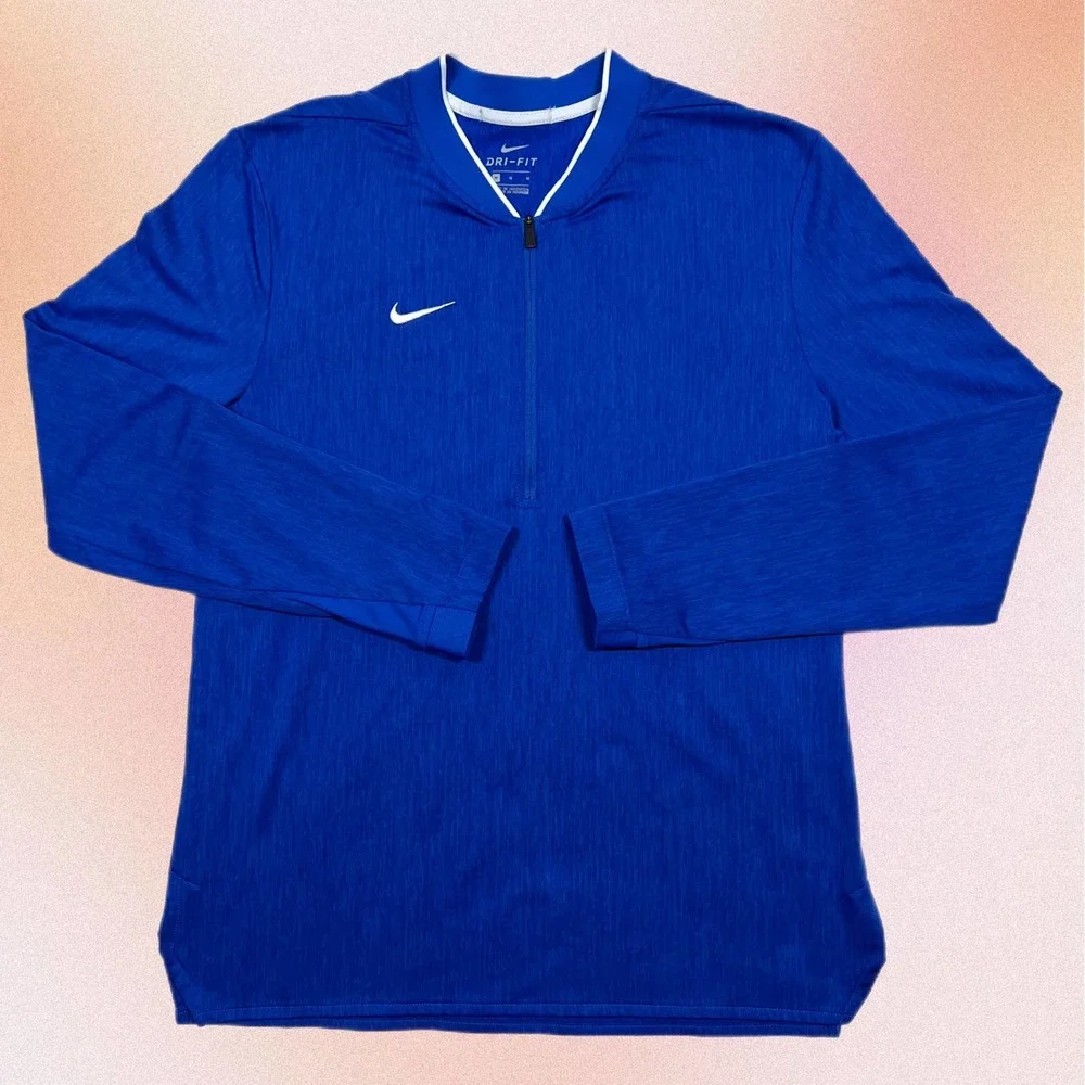 Nike Medium Heather Blue Dri-Fit Long Sleeve Lightweight Quarter Zip Workout - Picture 1 of 6